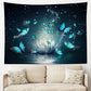 HVEST Trippy Water Lily Tapestry Wall Hanging Magic Butterfly Flying in Teal Ocean Natural Scenery Art Tapestries for Living Room Bedroom Teen Dorm Girl Yoga Room Wall Decor Poster,60X40 Inches