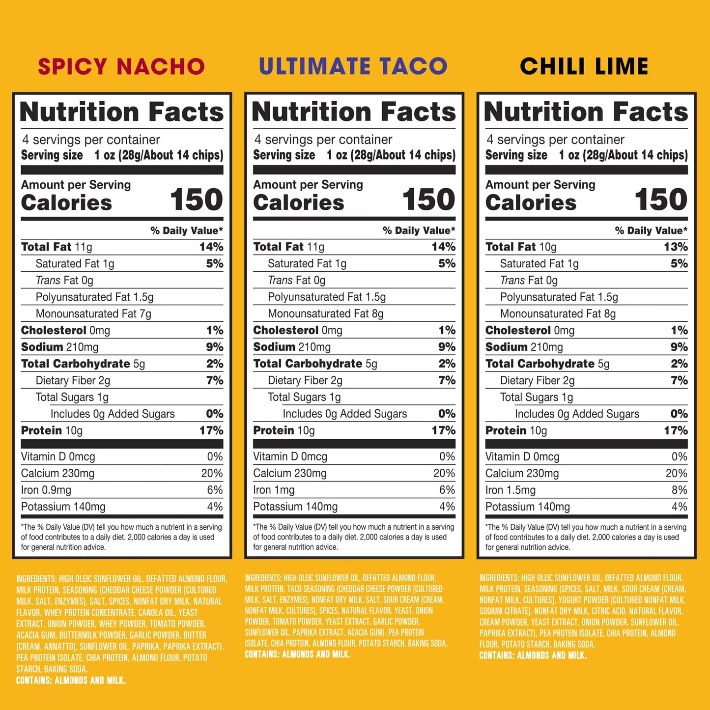 Low Carb Keto Friendly Tortilla Chip Snack Bags, Bold Variety Pack, 12 Count