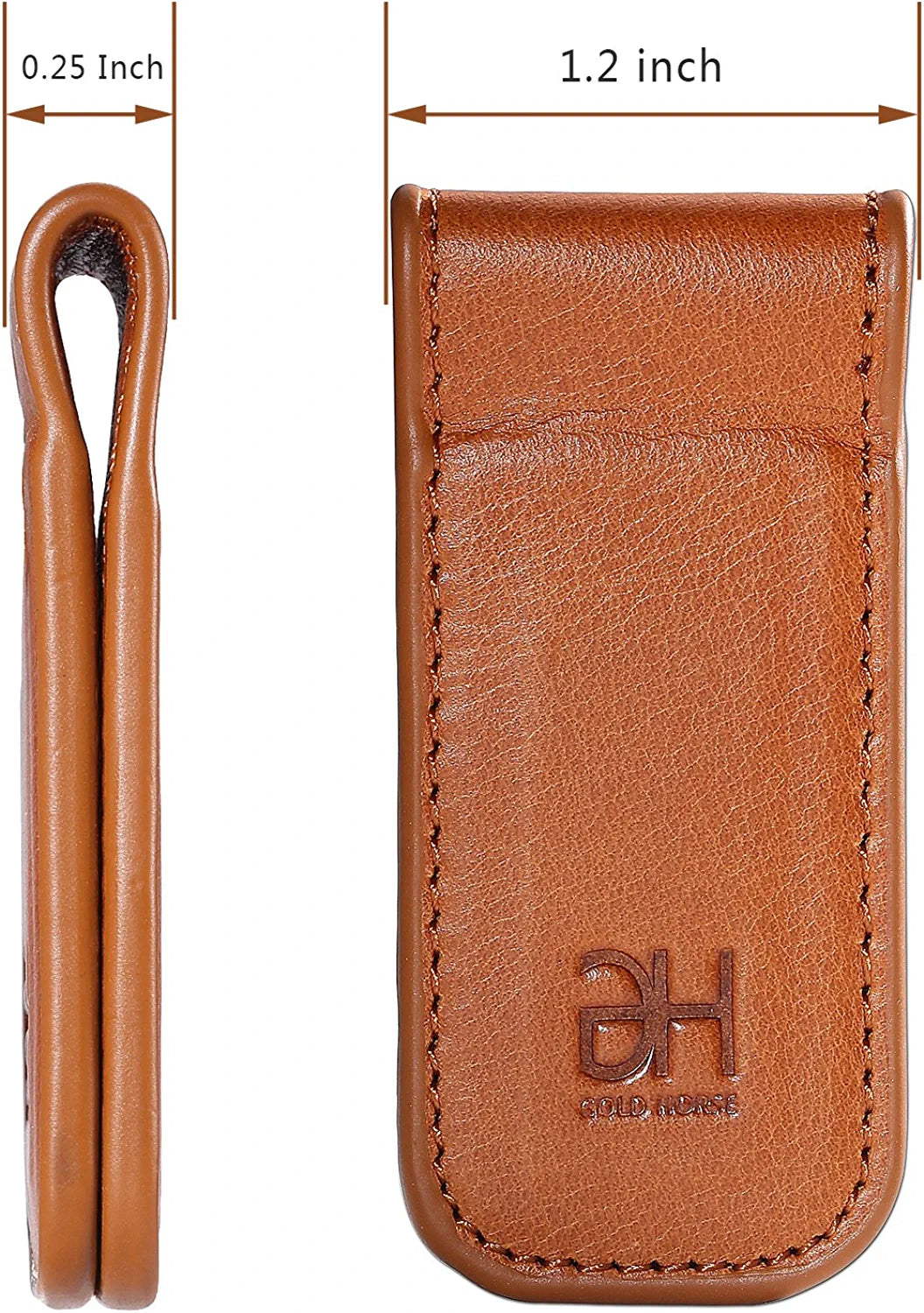 Slim Magnetic Money Clip Genuine Leather Business Card Holder for Men