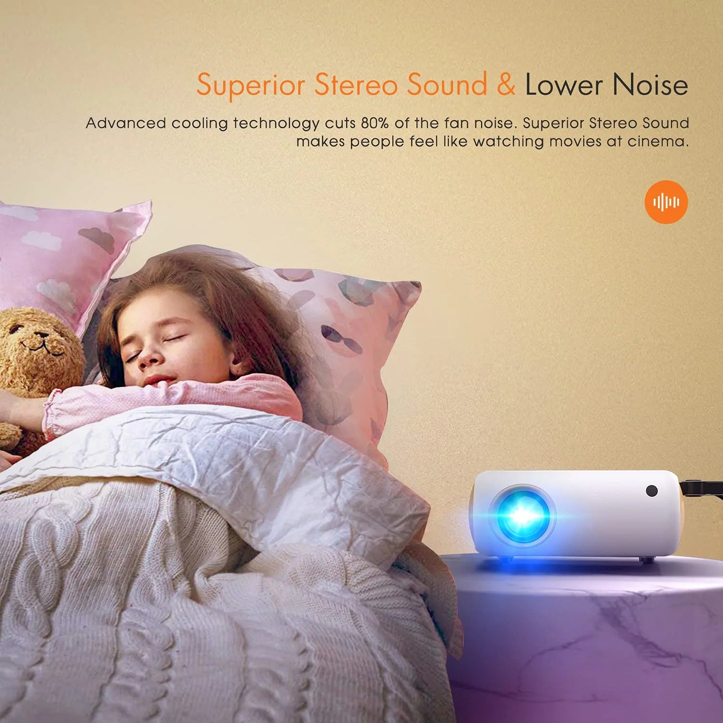 Mini Projector,  2023 Upgraded 1080P Supported Outdoor Projector, Kids Gift, Movie Projector for Outdoor Use, 50% Zoom, Compatible with HDMI, USB, Laptop, Ios, Android Phone and TV Box
