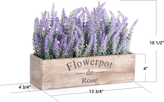 Faux Lavender Plant with Wooden Tray, Large Size,14 Inches - Plants Artificial Decor for Home Decor Farmhouse, above Cabinet Decor, Plant Bathroom Decor, Mantel Decorations, Shelf Decorations