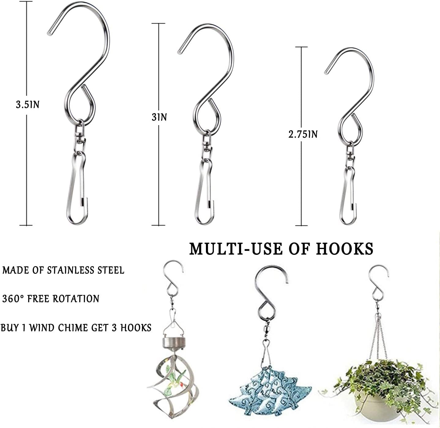 Wind Chimes Outdoor Wind Chimes 36" Garden Chimes with 18 Aluminum Alloy Tubes and 3 S Hooks for Garden Patio Decor(Golden)