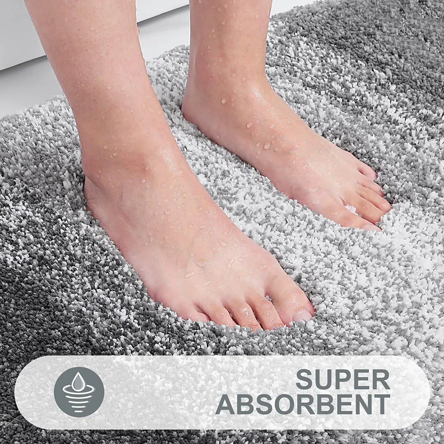 Luxury Bathroom Rug Mat, Extra Soft and Absorbent Microfiber Bath Rugs, Non-Slip Plush Shaggy Bath Carpet Runner, Machine Wash Dry, Bath Mats for Bathroom Floor, Tub and Shower, 20X59, Grey