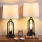 Farmhouse Table Lamps for Living Room Set of 2, Bedside Lamps with Dual USB Ports, 3-Way Brightness Retro Charging Lamp for Bedroom,  Industrial Nightstand Lamp with Nightlight (Bulbs Included)