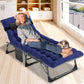 Sleeping Cots Bed with Mattress & Pillow, Portable Folding Bed Cot, Folding Camping Cot, Adjustable 4-Position Folding Lounge Chair