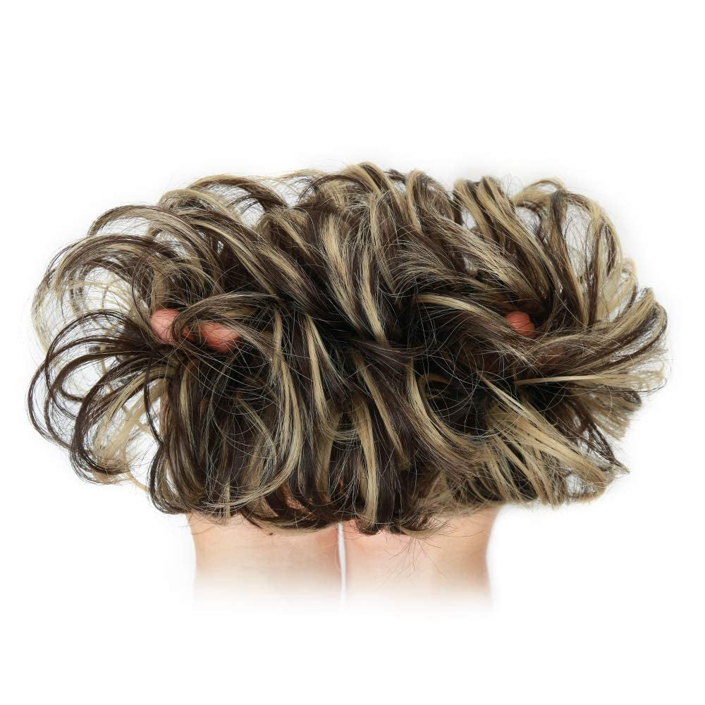 1PCS Messy Hair Bun Hair Scrunchies Extension Curly Wavy Messy Synthetic Chignon for Women Updo Hairpiece
