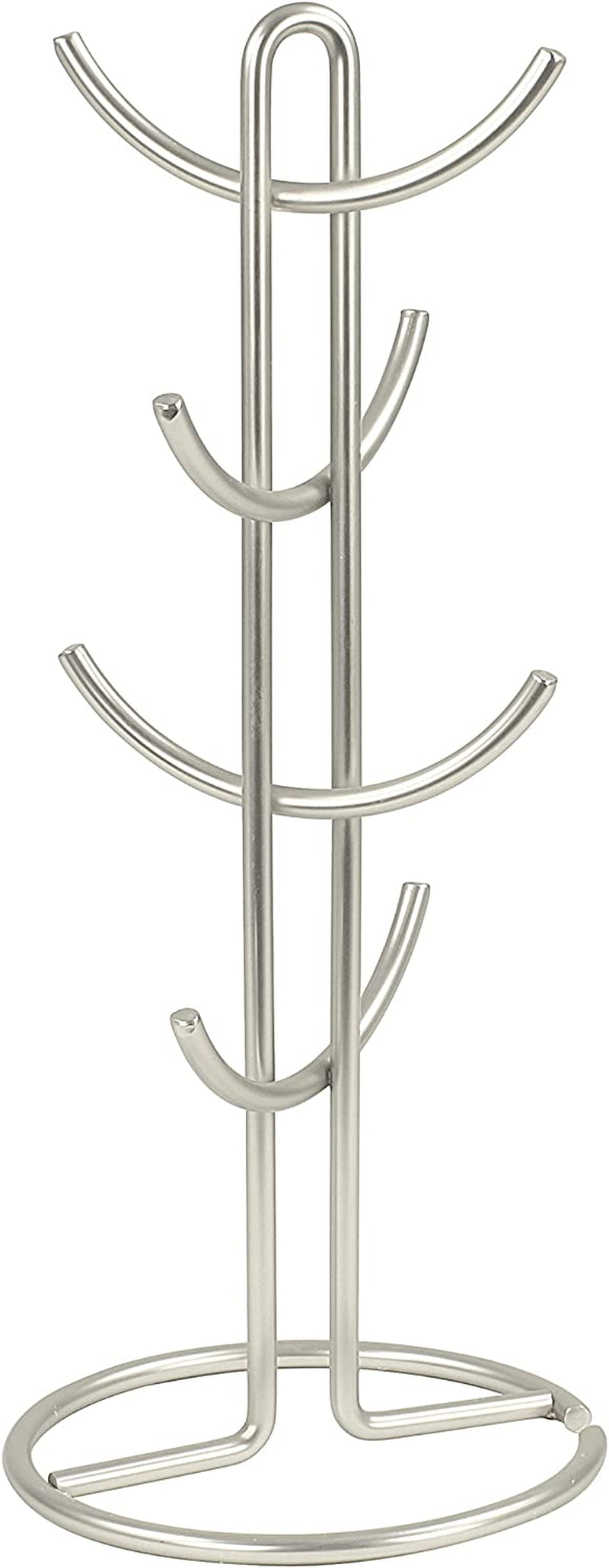 Euro Large 8 Holder, Mug Tree, Mugs & Tea Cup Storage Rack, Coffee Counter Bar Accessory & Kitchen Countertop Organizer, Satin Nickel