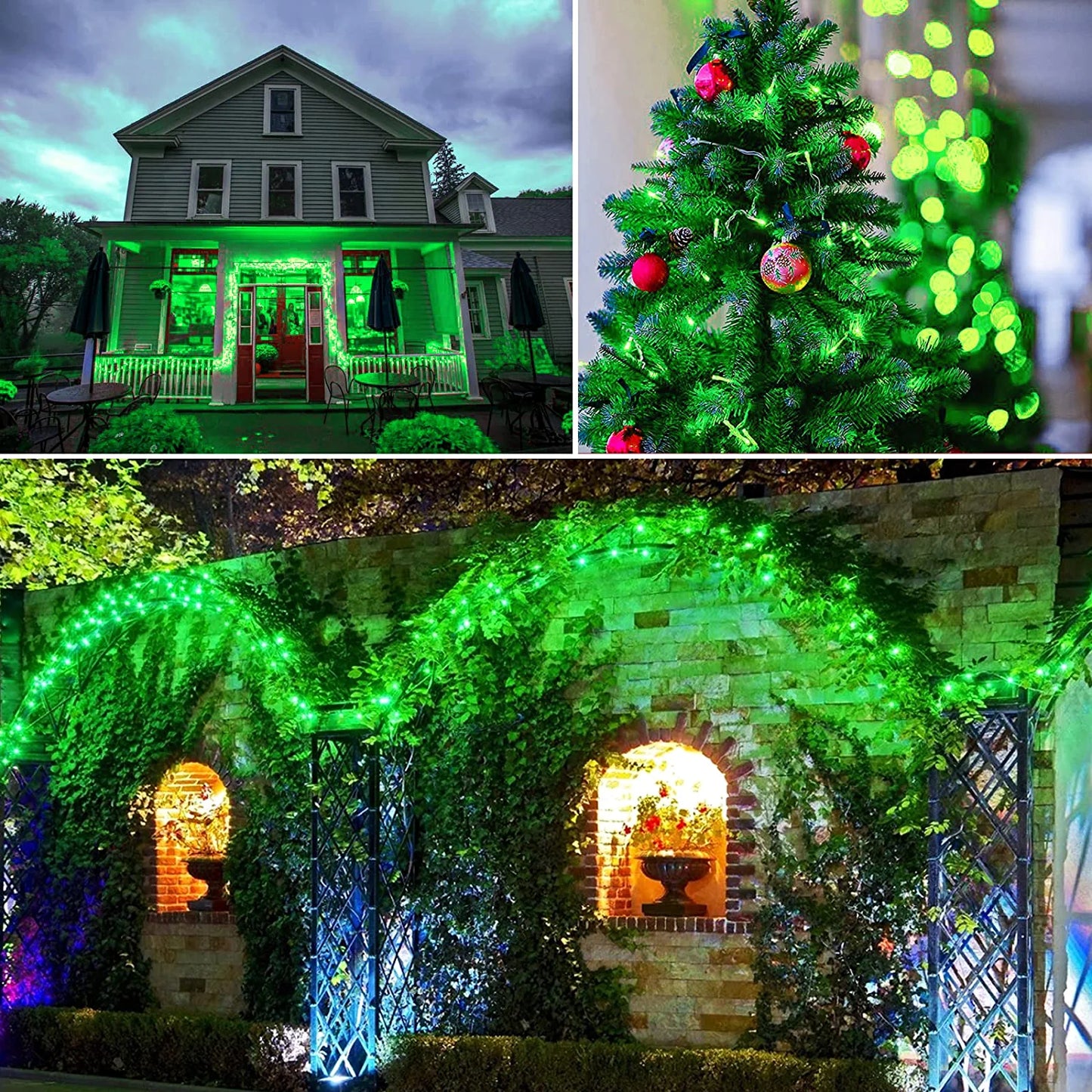 33Ft 100 LED Green Christmas Lights, 8 Modes Green Christmas String Lights, Outdoor Waterproof Green Lights for Christmas Decorations, Halloween, Party, Garden, St Patrick'S Day