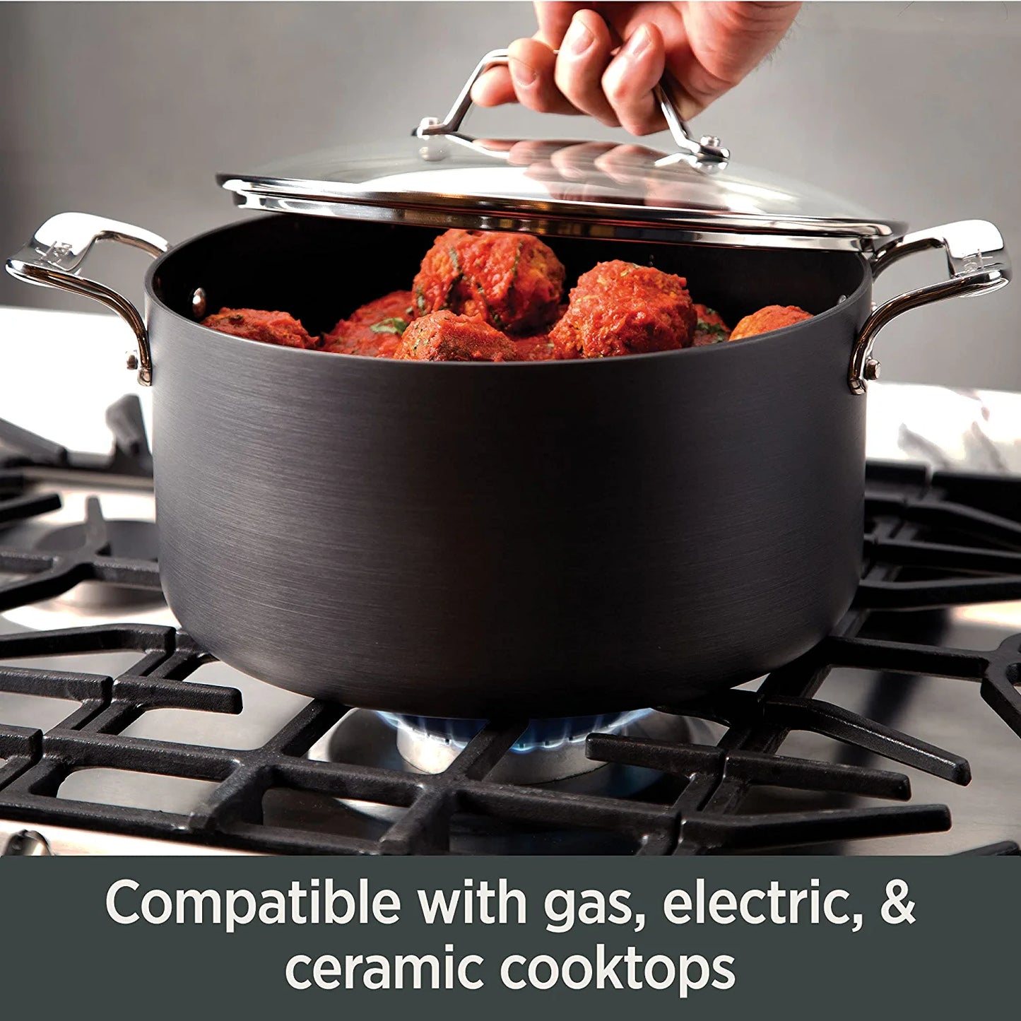 Essentials Nonstick Hard Anodized 8.5 and 10.5-Inch Fry Pans, 2 Piece, Grey