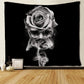 Goth Wall Hanging Tapestry Fire Skull Rose Black and White Tapestries Wall Tapestry Home Decorations for Living Room Bedroom Dorm Decor in 60X80 Inches