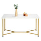 SalonMore Rectangle Coffee Table with Gold Y-Leg and White Top