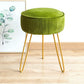 Mid Century Modern Velvet Upholstered Pleated round Footrest Stool Ottoman with Metal Legs, Home Multifunctional Luxury Ottoman Suitable for Living Room and Bedroom