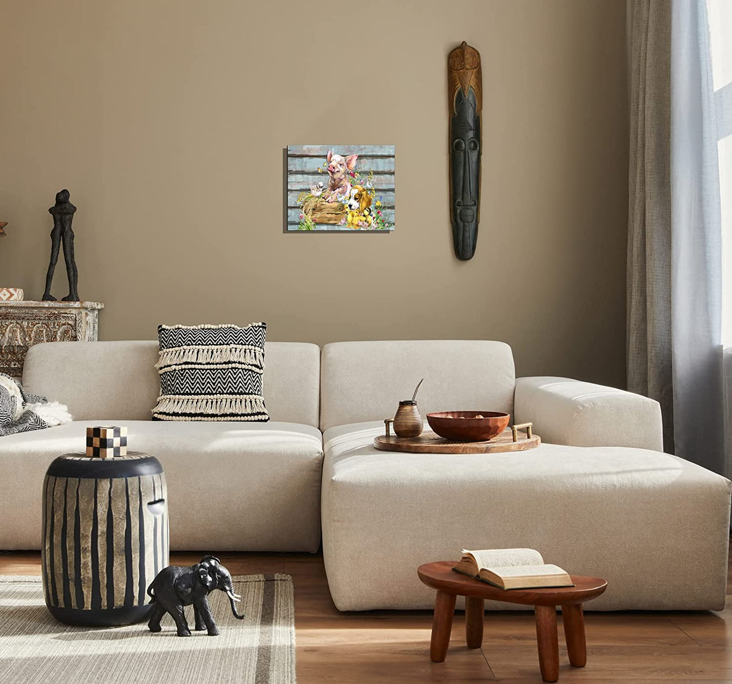 Farmhouse Wall Decor Pig Canvas Wall Art Bedroom Decor Ready to Hang Size 11.6X14.5