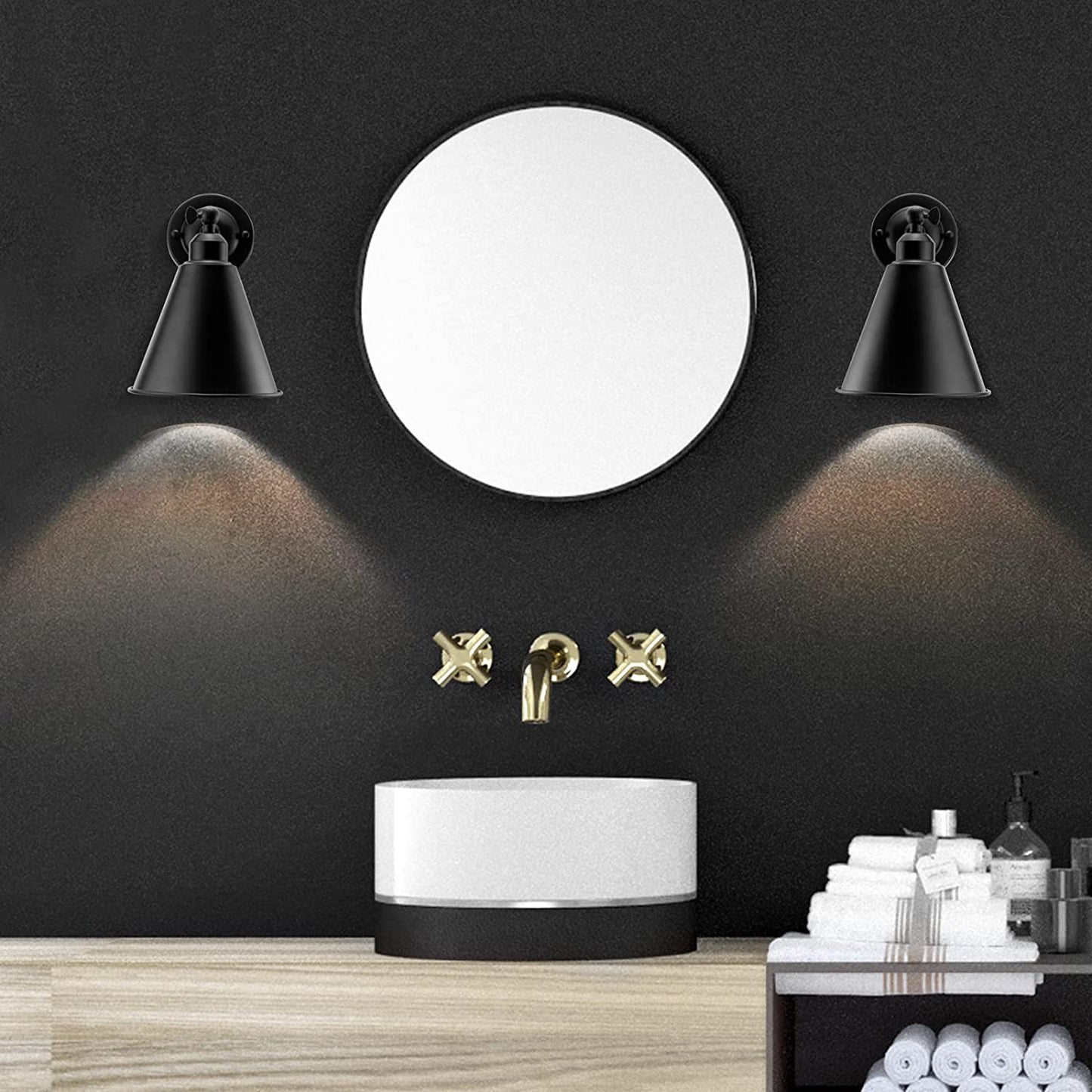 Vintage Wall Sconces, 2PACK Industrial Wall Sconces, Modern Black Wall Sconces Lighting, Wall Sconces Set of Two, 240 Degree Adjustable Antique Arm Swing Wall Lamp for Bedroom Bathroom Hallway Porch