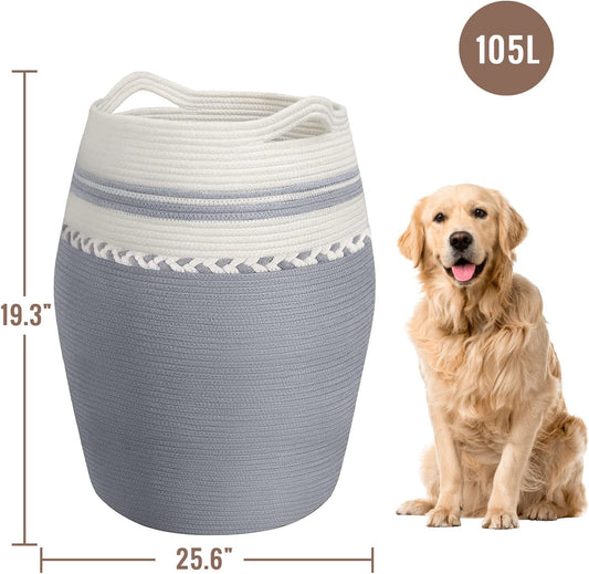 Laundry Basket Hamper for Organizing - Clothes Hamper with Handle Tall Laundry Basket 25.6" Height for Storage Clothes Toys in Barhroom Bedroom Nursery(Grey)