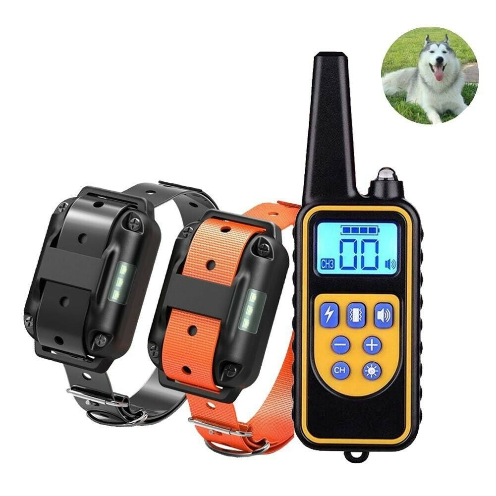 2625 FT Remote 2 Dogs Shock Training Collar Rechargeable Waterproof Pet Trainer