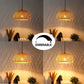 Plug in Pendant Light Rattan Hanging Lamp with Dimmable Switch 14Feet Hemp Rope Cord Bamboo Lampshade Rattan Hanging Lights Fixture with Plug in Cord