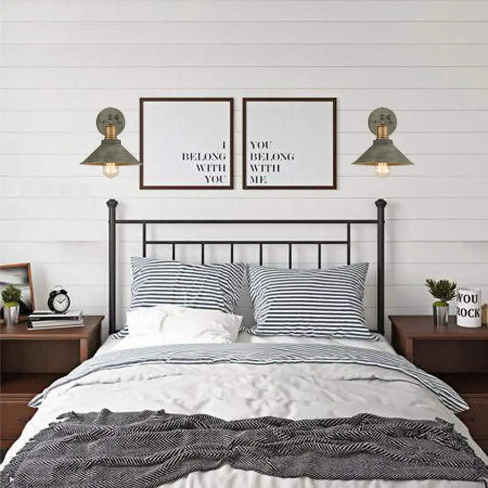 JEENKAE Vintage Swing Arm Wall Sconces Hardwired or Plug-In Bedroom Bath Wall Lamps Set of 2