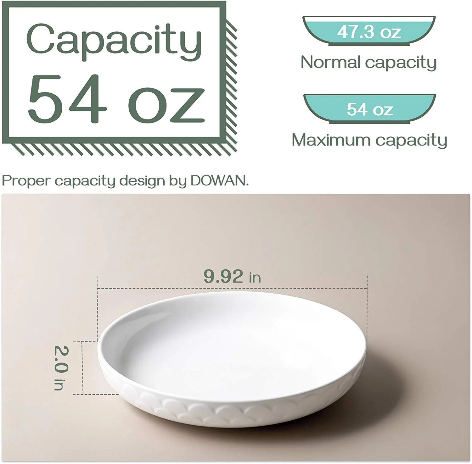 Large Pasta Bowls, Thanksgiving Dishes Christmas Plates, 54 Oz Serving Bowls White Salad Bowls, Ceramic Dinner Bowl and Plate, Pasta Soup Plate, Italian Pasta Bowls Set of 4, House-Warming Gift