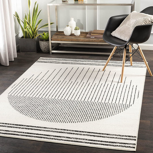 Mark&Day Area Rugs, 5X7 Neerbosch Modern Light Gray Area Rug, Gray / Black / White Carpet for Living Room, Bedroom or Kitchen (5' X 7')