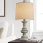 19.25" Traditional Table Lamp Sets of 2 for Living Room Bedroom Farmhouse Bedside Nightstand Lamp Rustic Resin Table Lamps Gray