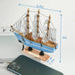 6.5 Inch Mediterranean Marine Style Wooden Handcrafted Sailing Ship Boat Model Ornament Nautical Home Desktop Decoration