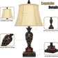 Traditional Touch Table Lamps Set of 2, Vintage Rustic Bedside Nightstand Lamps with 2 USB Ports, Farmhouse Retro Table Lamps for Living Room Bedroom, E26 Bulbs Included