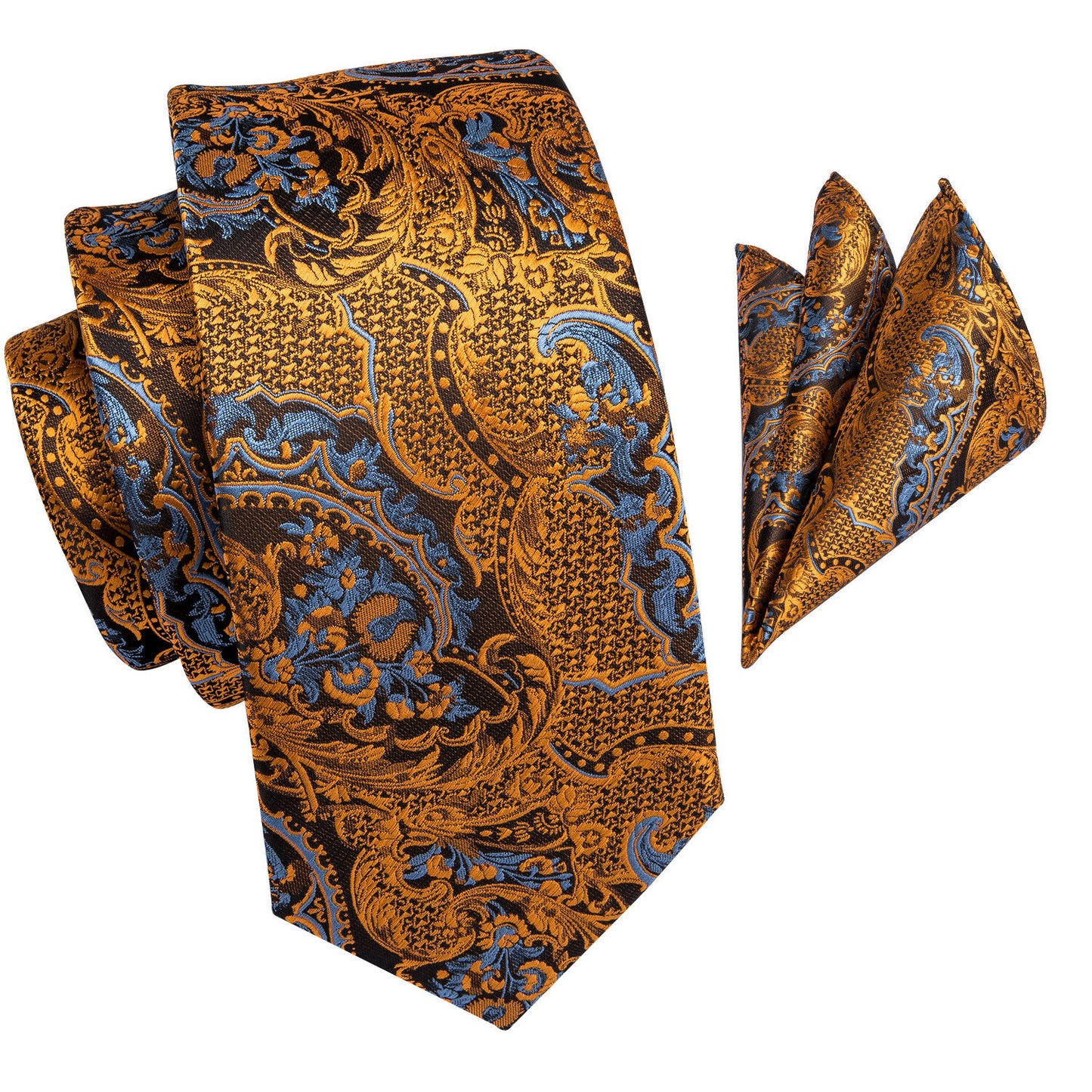 Navy Geometric Classic Men'S Tie All Silk Necktie Set Hanky Cufflinks Business