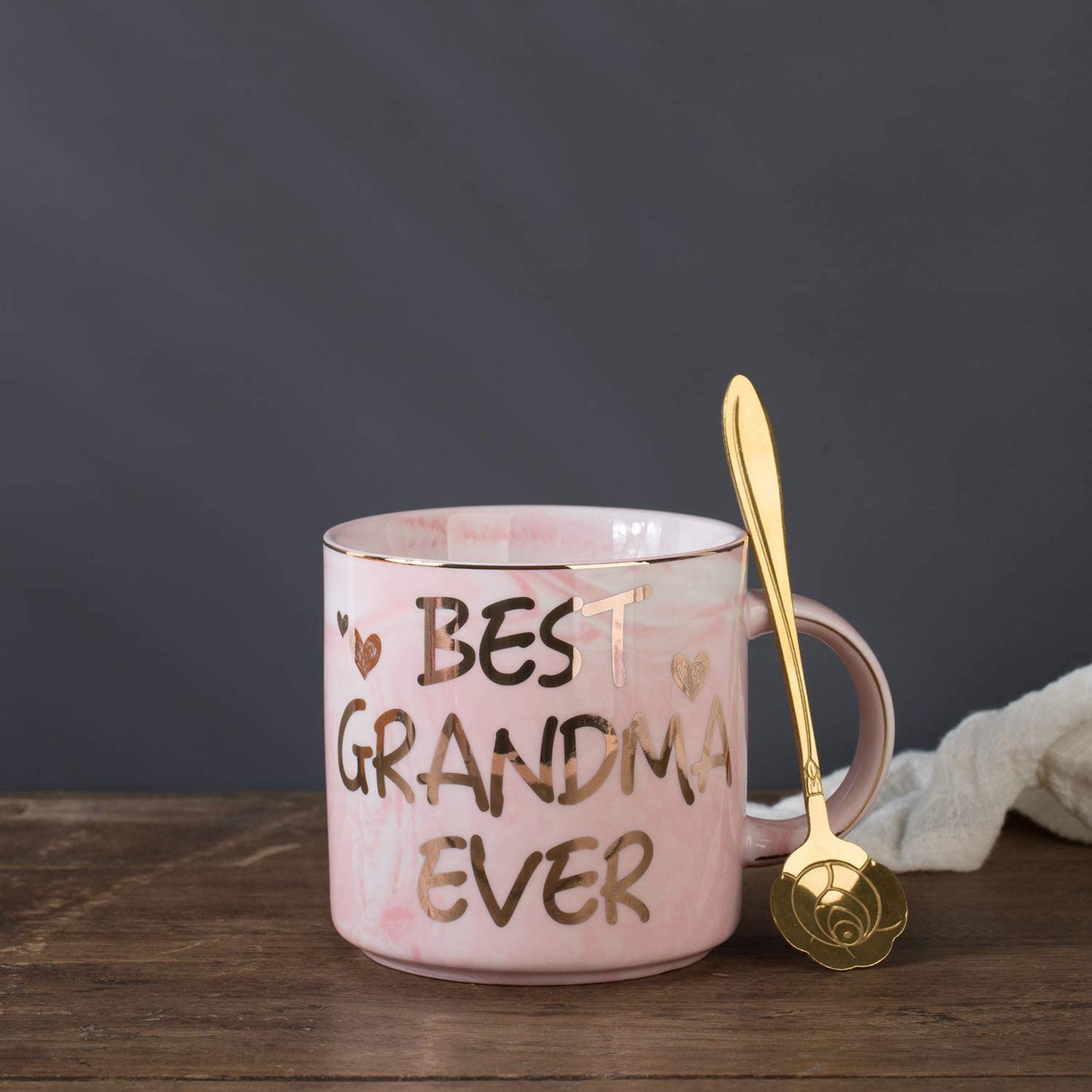Gifts for Grandma - Best Mother'S Day Birthday Gift Set - Grandma Gifts Set Includes Sterling Silver Necklace，Earrings, Pink Marble Jewelry Trays,Pink Marble Mug, Scented Candle and Flower