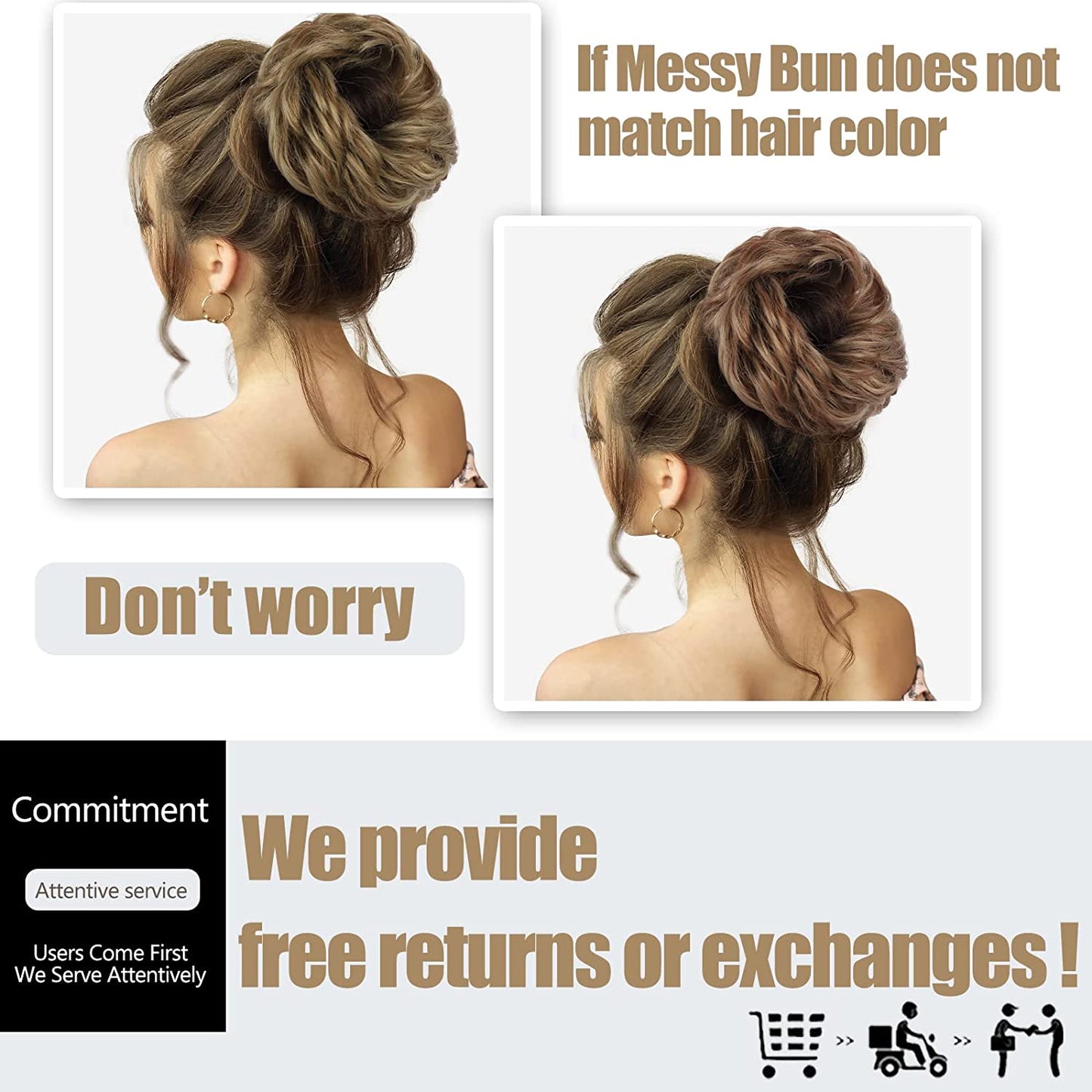 1PCS Messy Hair Bun Hair Scrunchies Extension Curly Wavy Messy Synthetic Chignon for Women Updo Hairpiece