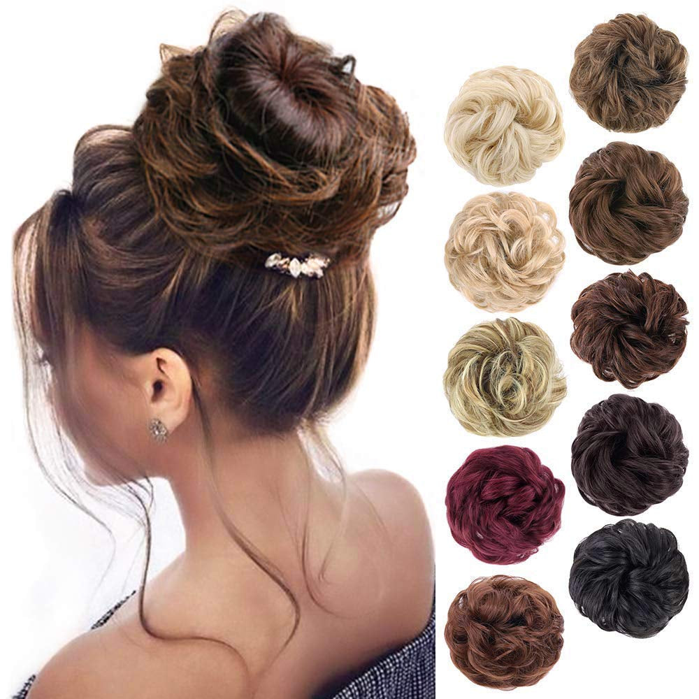 1PCS Messy Hair Bun Hair Scrunchies Extension Curly Wavy Messy Synthetic Chignon for Women Updo Hairpiece