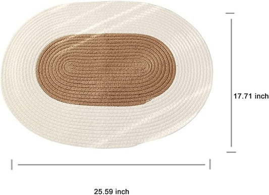 Hand Braided Natural Jute and Cotton Rug , Area Rug , Small Oval Shape , Woven Carpet ,Rug Gifts for Home, Roor Mat , Multi