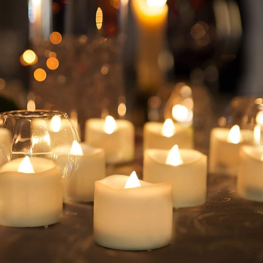 Homemory 48-Pack Battery Tea Lights Bulk, Long-Lasting Tea Lights Battery Operated, Flameless Flickering Romantic Wedding Candles for Wedding Proposal Anniversary Holiday Decor, Dia 1-2/5'', H 1-1/4''