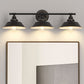 Farmhouse Rustic Style Vintage 3-Lights Vanity Wall Sconce Lighting,  E26 Base Metal Matte Black Industrial Bathroom Wall Light Fixture for Bathroom Vanity Mirror Cabinets Dressing Table