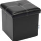 Storage Ottoman with Faux Leather Foldable Small Square Foot Rest Stools Coffee Table Black 11.8"X 11.8" X 11.8"