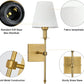 Wall Sconces Sets of 2, Brushed Brass Sconces Wall Lighting with Fabric Shade, Column Stand Bathroom Vanity Light Fixture for Hallway, Entryway, Passway Kitchen, Gold