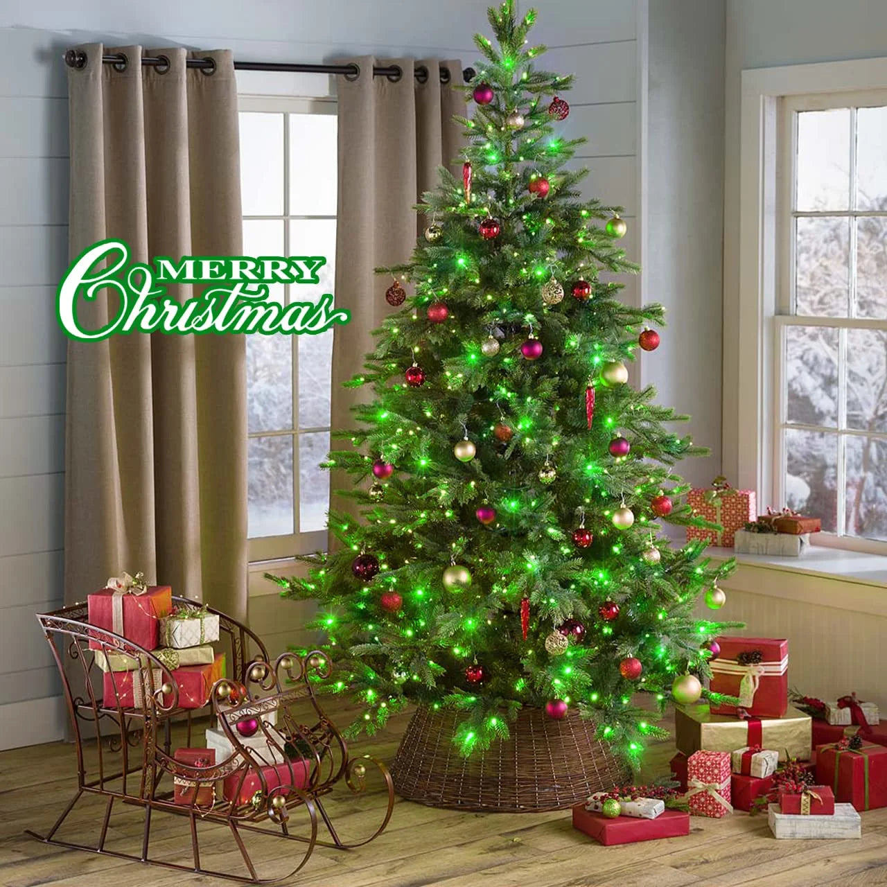 33Ft 100 LED Green Christmas Lights, 8 Modes Green Christmas String Lights, Outdoor Waterproof Green Lights for Christmas Decorations, Halloween, Party, Garden, St Patrick'S Day
