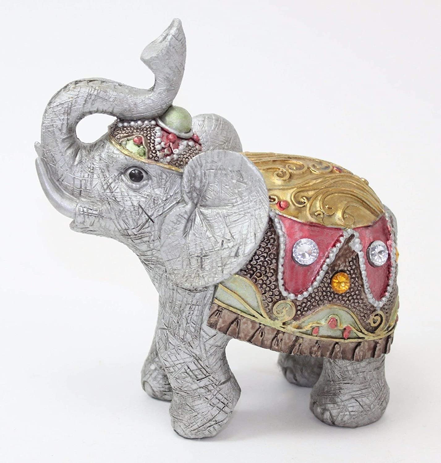 Feng Shui 4" Light Gray Elephant Figurine Wealth Lucky Figurine Gift & Home Decor