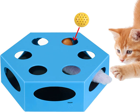 Cat Toys for Indoor Cats, Electronic Automated Cat Toys with Mouse Tail & Catnip Ball, Interactive Cat Toys with Battery, Exerciser Entertainment Hunting for Kitty Pet, Auto Shut Off…