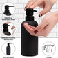 Bathroom Accessory Set-4 Pcs Complete Resin Bathroom Counter Vanity Accessories Sets Vanity Tray Lotion Dispenser/Soap Pump Toothbrush Holder Soap Dish-Matte Black Sandstone Modern Decor