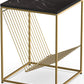 Modern Side End Tables with Faux Marble Top, Small Accent Coffee Table for Living Room Bedroom Balcony Family Nightstand (Black)