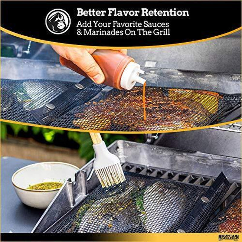 BBQ Mesh Grill Bags - 12 X 9.5 Inch Reusable Grilling Pouches for Grills