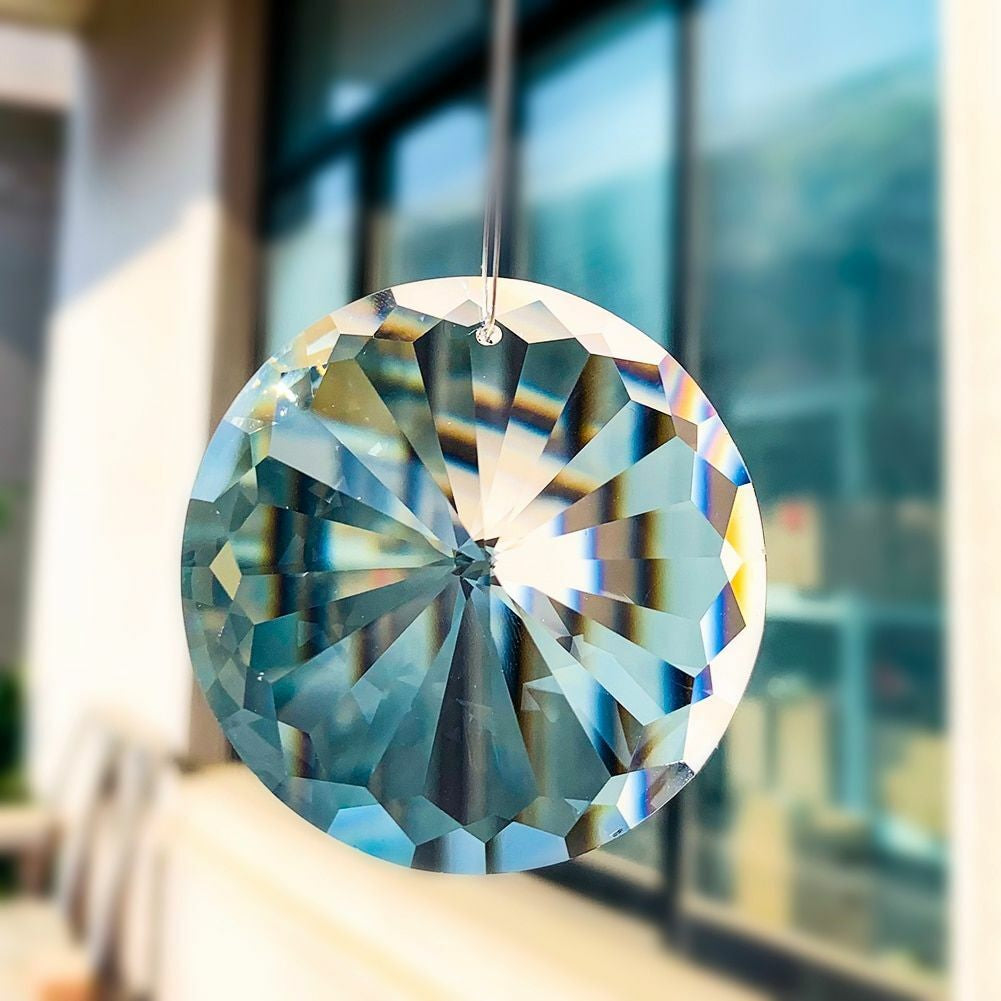 60Mm round Glass Crystal Prism Suncatcher Faceted Glass Hanging Home Decor Gift