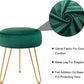 round Velvet Footrest Stool Ottoman Modern Foot Stool with 3 Golden Metal Leg, for Dressing Table Stool, Shoes Bench in Living Room Bedroom