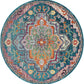 Crystal Collection 5' X 5' round Teal/Rose CRS501T Boho Chic Oriental Medallion Distressed Non-Shedding Dining Room Entryway Foyer Living Room Bedroom Area Rug
