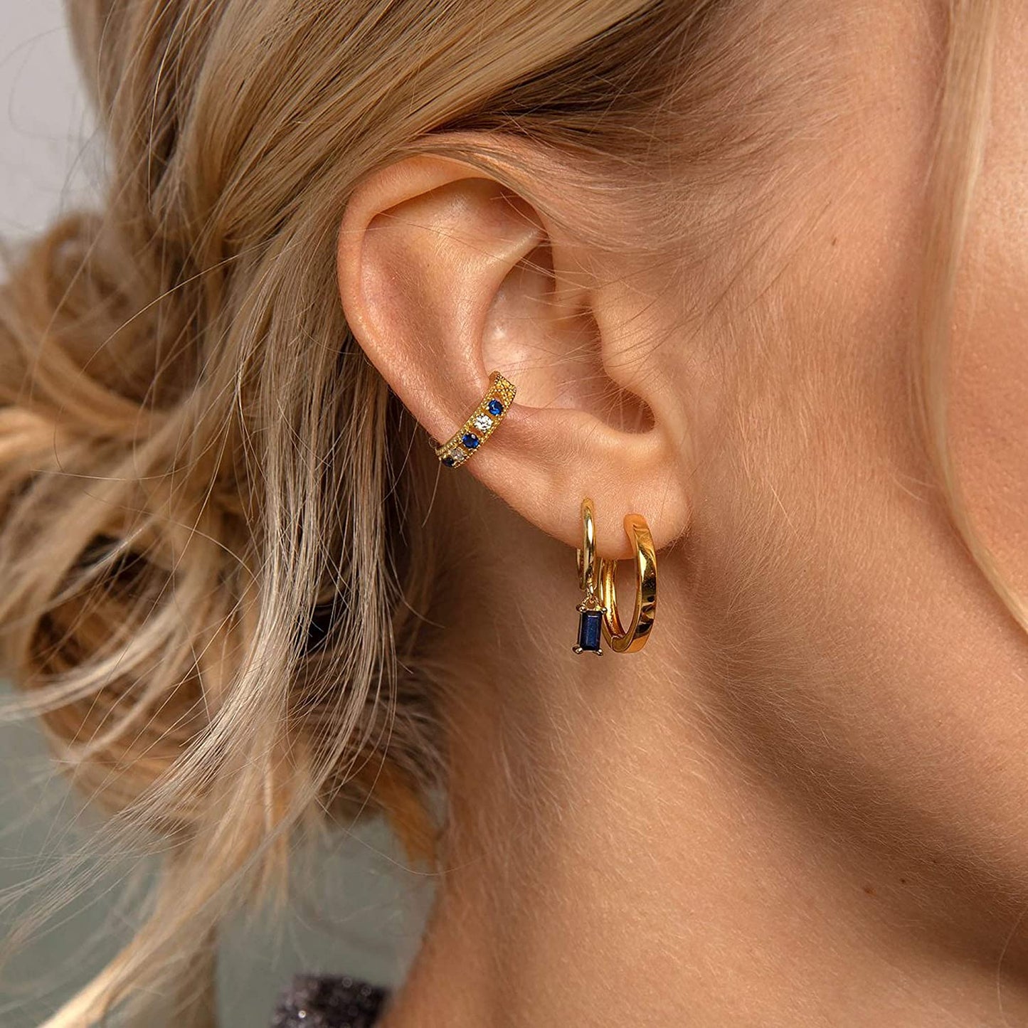 Gold Ear Cuff Earring 18K Gold Plated Non Pierced Ear Cartilage Clip on Wrap Hoop Tiny Chunky Blod Thick Simple Minimalist Handmade Delicate Hypoallergenic Ear Cuff Fake Earrings Women Gift