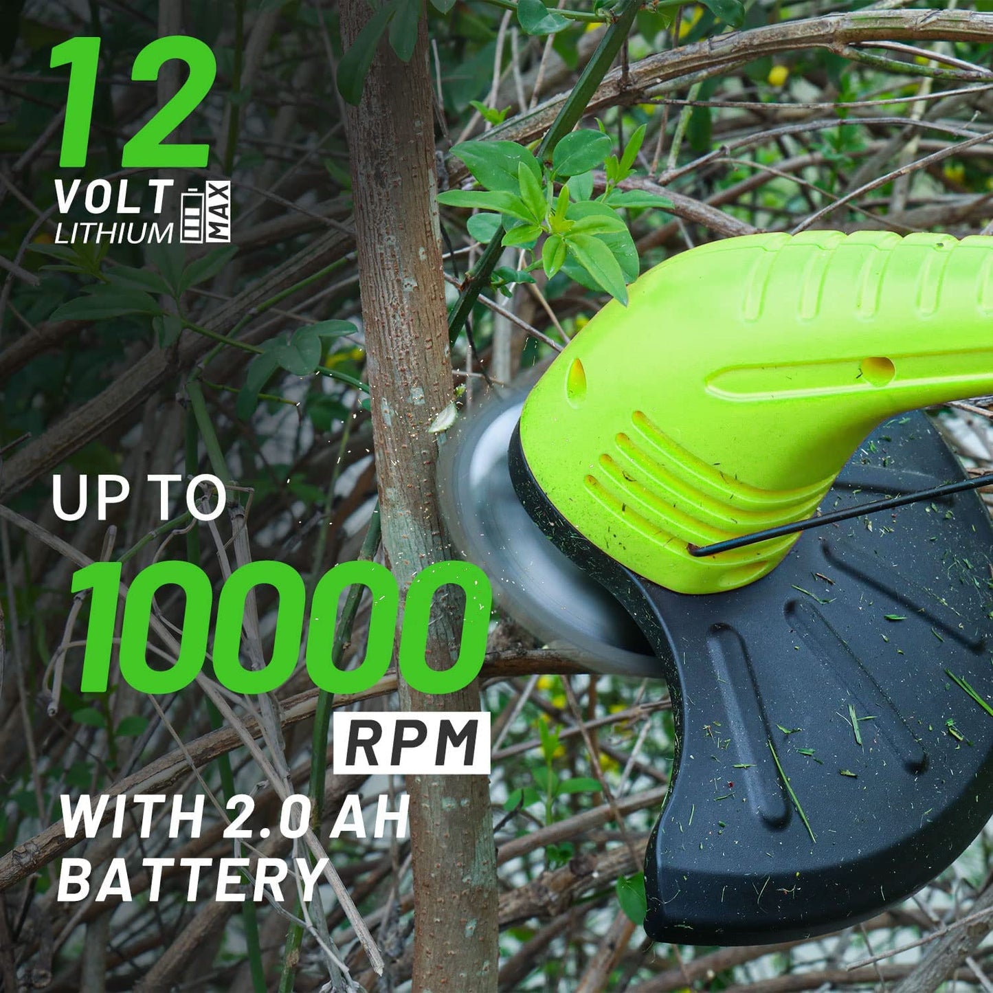 Cordless Lawn Trimmer Weed Wacker:  12V Grass Trimmer Lawn Edger with 2.0Ah Li-Ion Battery Powered and Cutting Blade, Adjustable Height Weed Eater Tool for Garden and Yard