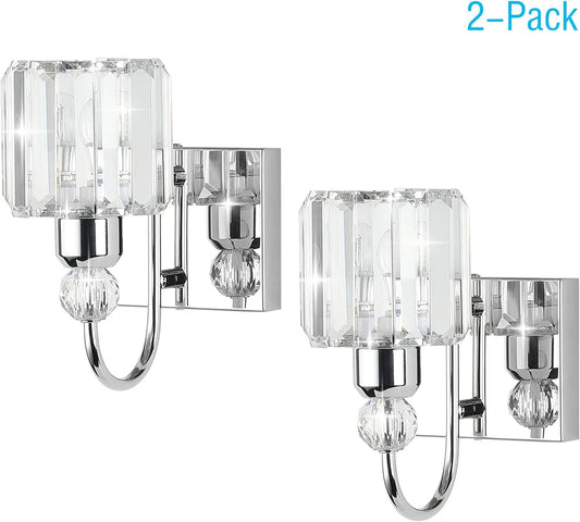 Modern Crystal Indoor Wall Sconce 2-Packs Modern Crystal Wall Light Fixtures for Indoor Living Room Bedroom Hallway