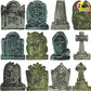Set of 12 Miniature Tombstones for Halloween Decorations