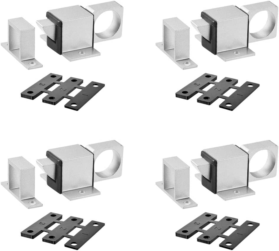 Door Bolt Latch, Aluminum Alloy Security Automatic Window Gate Spring Bounce Lock, 4 Pcs (Silver Tone)